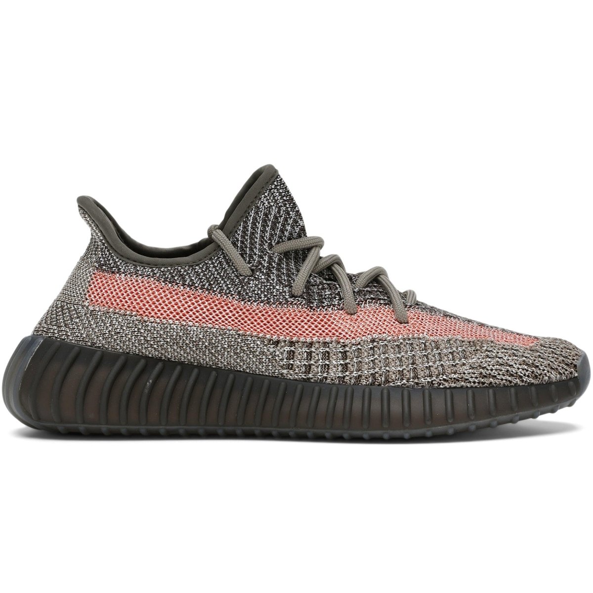 adidas Yeezy Boost 350 V2 Ash Stone features primeknit upper in shades of gray, clay, and brown with stylish design.