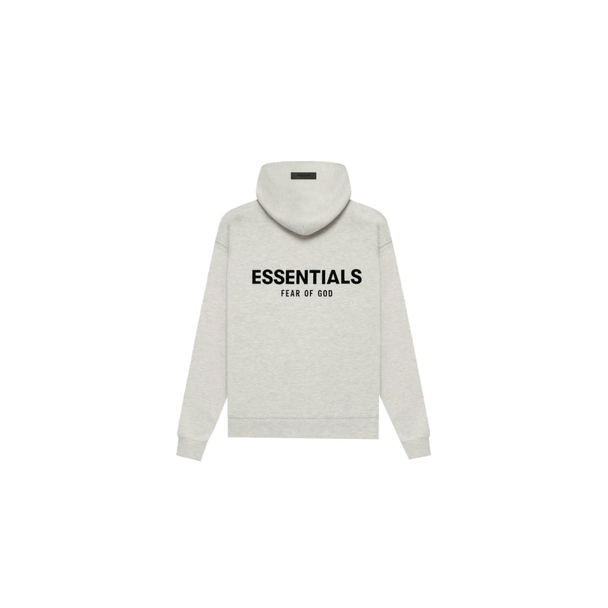 Fear of God Essentials Hoodie in Light Oatmeal, featuring front logo design and casual style, perfect for everyday wear.