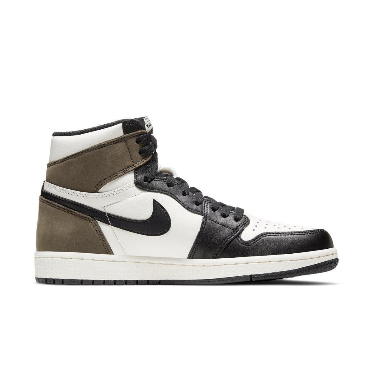 Nike Jordan 1 Retro High Dark Mocha sneaker with brown, black, and white colorway.