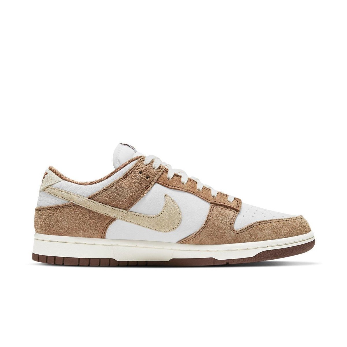 Nike Dunk Low Medium Curry sneaker featuring Sail and Fossil colors with Medium Curry details.