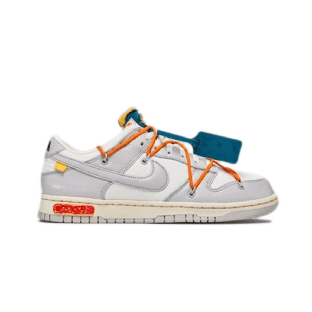 Nike Dunk Low Off-White Lot 44 sneakers featuring unique design elements and vibrant color accents.