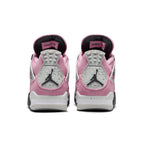 Rear view of Women's Air Jordan 4 Retro 'Orchid' in lavender suede with classic Jumpman logo.
