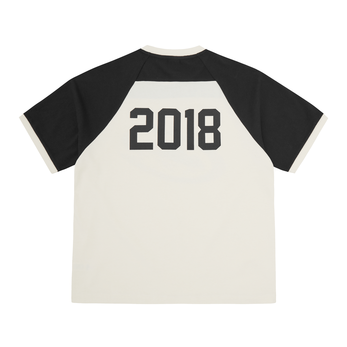 Corteiz Alcatraz Wrap Around Raglan Tee Off White/Black featuring 2018 on the back, stylish and casual design.