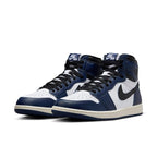 Jordan 1 Retro High OG Midnight Navy sneakers with iconic Nike Air logo and sleek design, ideal for collectors and sneakerheads.