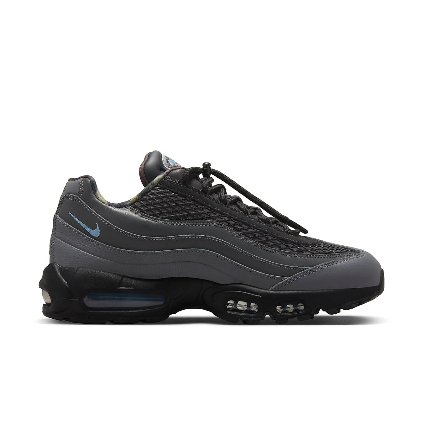 Nike Air Max 95 SP Corteiz Aegean Storm sneaker side view with grey upper and Air cushioning
