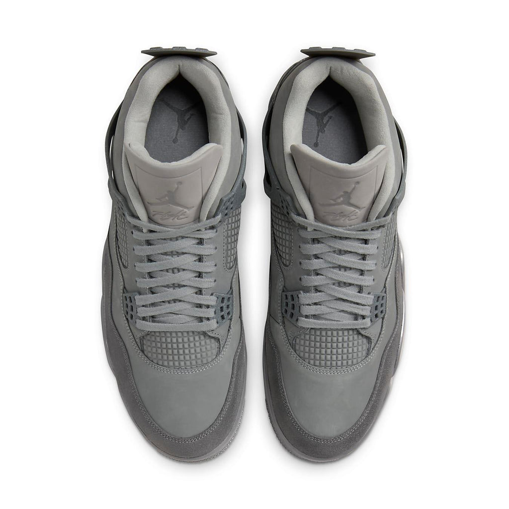Air Jordan 4 Retro SE Wet Cement sneakers in gray, featuring nubuck and suede design for the 2024 Paris Olympics.