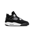 Jordan 4 Retro White Thunder GS sneaker featuring black nubuck upper and white accents.