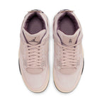 Top view of the Women's Air Jordan 4 Retro OG SP A Ma Maniére 'While You Were Sleeping' in light grey and suede.
