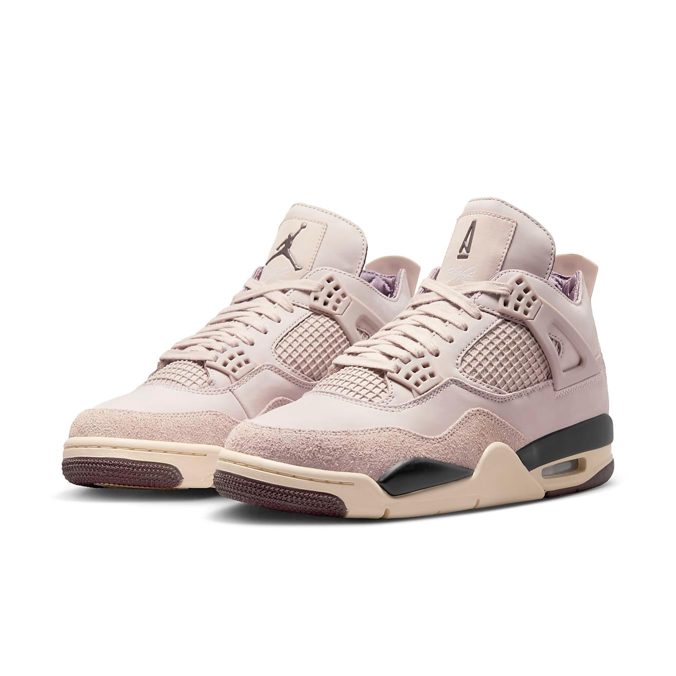 Light gray suede Air Jordan 4 Retro OG A Ma Maniére 'While You Were Sleeping' for women, featuring classic design elements.