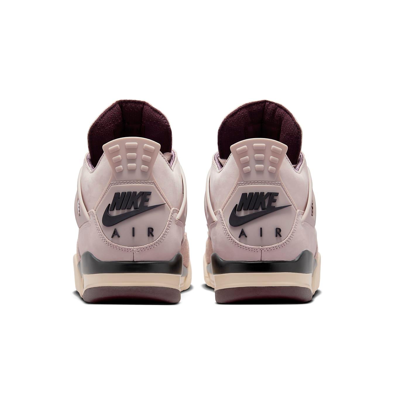 Nike Air Jordan 4 Retro A Ma Maniére Women's sneaker in light grey and burgundy, featuring iconic back branding.