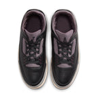 Top view of Jordan 3 Retro OG SP A Ma Maniére While You Were Sleeping women's sneakers in black and purple.