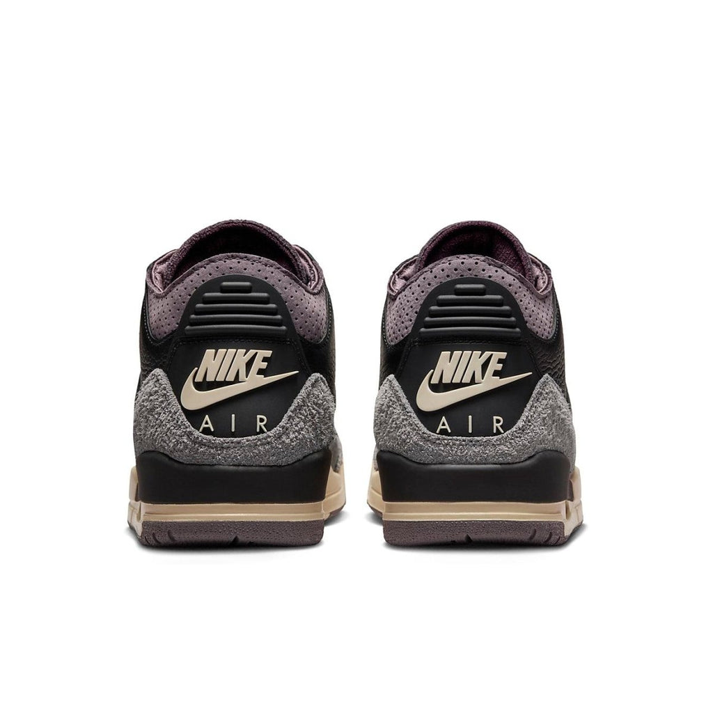 Jordan 3 Retro OG SP A Ma Maniére 'While You Were Sleeping' women's sneakers, back view showcasing Nike Air branding.