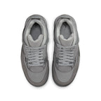 Air Jordan 4 Retro SE Paris Olympics Wet Cement (GS) sneakers in gray, showcasing mixed materials and detailed design.