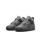 Air Jordan 4 Retro SE Paris Olympics Wet Cement sneakers in gray with textured detailing and mixed materials.