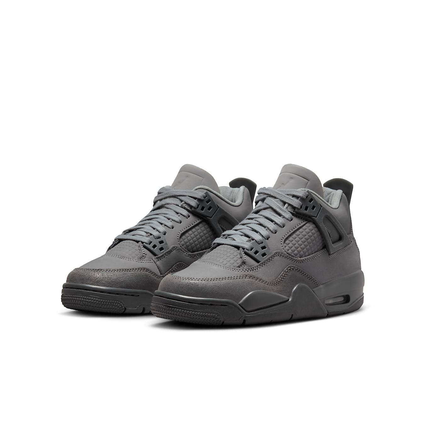 Air Jordan 4 Retro SE Paris Olympics Wet Cement sneakers in gray with textured detailing and mixed materials.