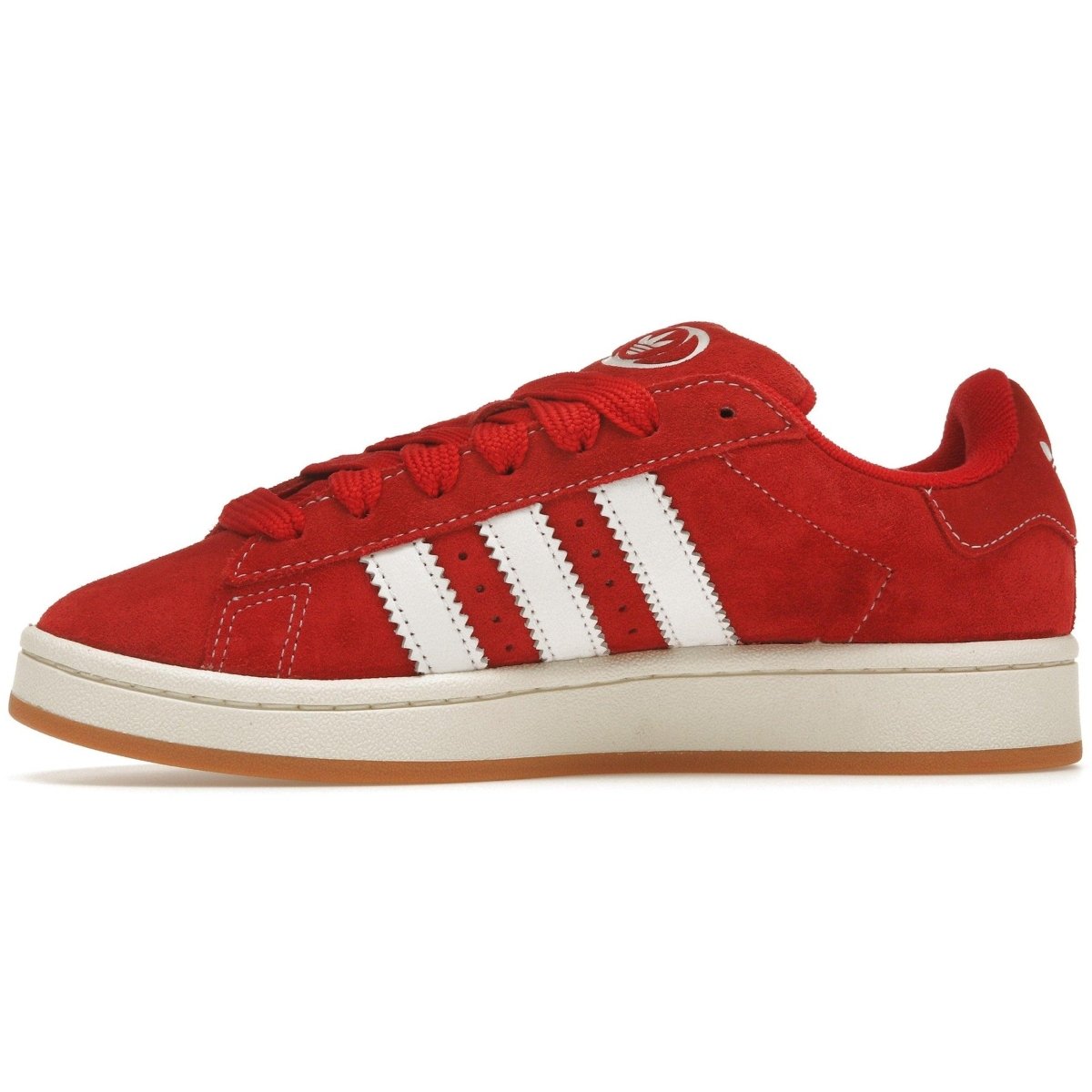 adidas Campus 00s Better Scarlet Cloud White sneaker in red suede with white stripes and gum sole.