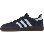 adidas Handball Spezial in Collegiate Navy, classic suede sneaker with iconic 3 stripes design and gum sole.