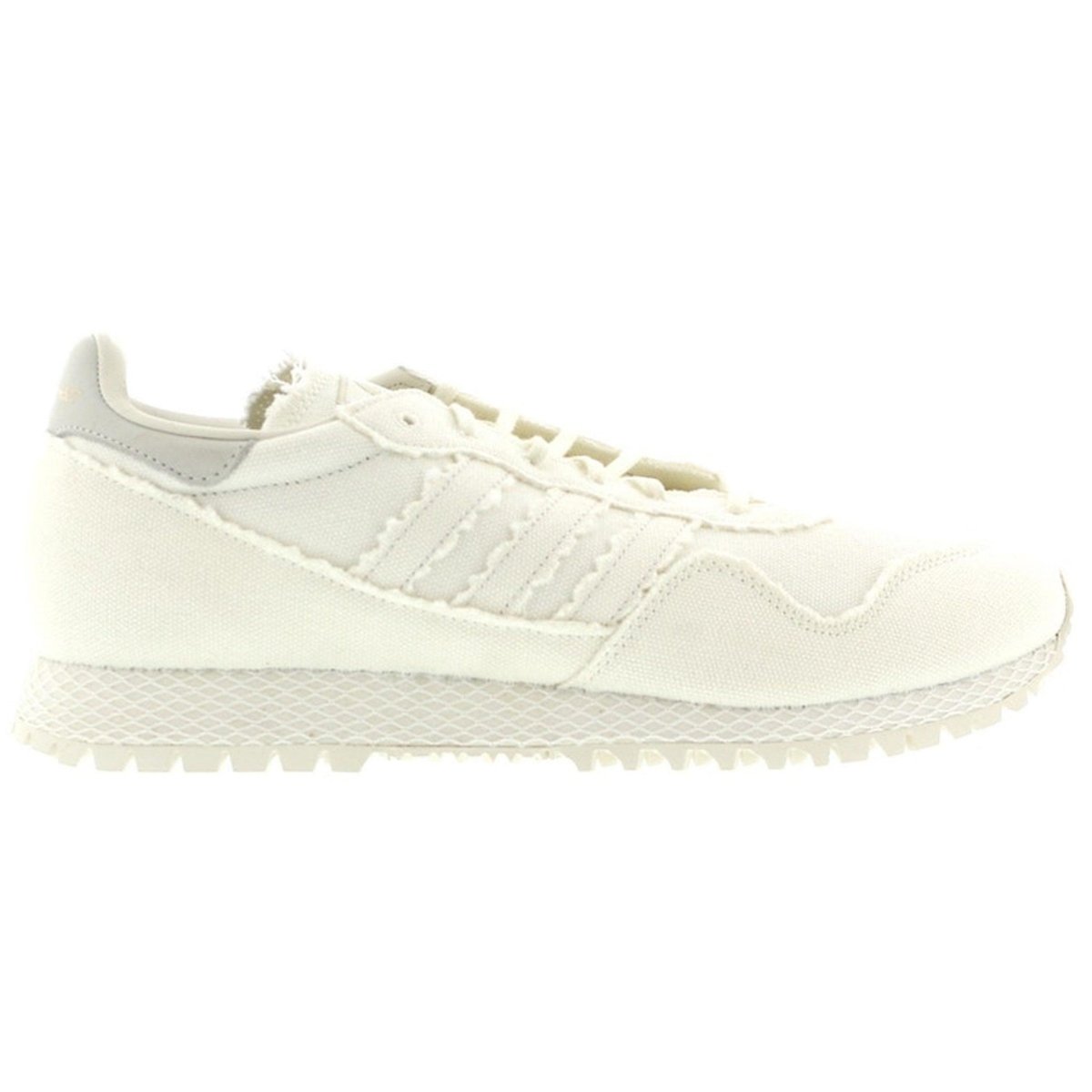 adidas Originals Daniel Arsham x New York sneaker in white canvas with frayed edges and textured design