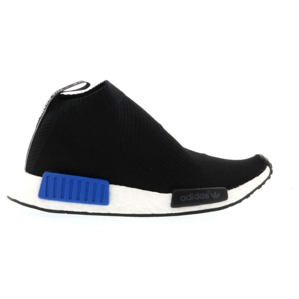 adidas NMD C1 sneaker in black with blue accents and white sole, showcasing modern design and comfort.