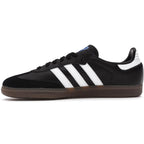 adidas Samba OG Black White Gum sneakers featuring black leather and suede design with gum sole.