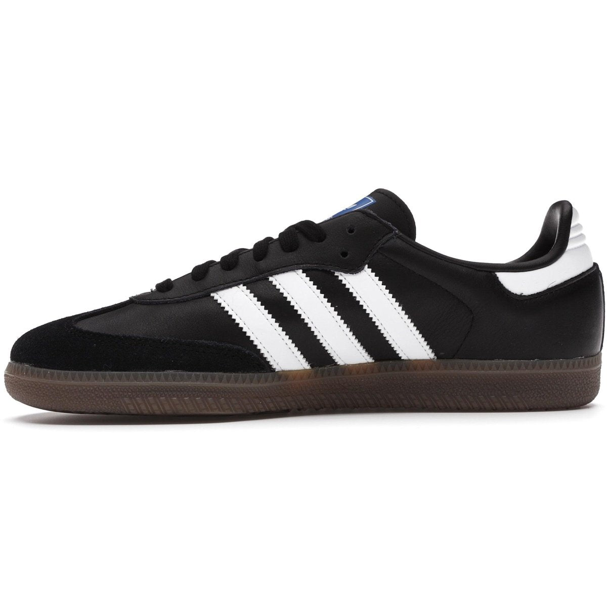 adidas Samba OG Black White Gum sneakers featuring black leather and suede design with gum sole.