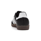 Adidas Samba OG Black White Gum sneaker from the back, showcasing the classic design and gum sole.