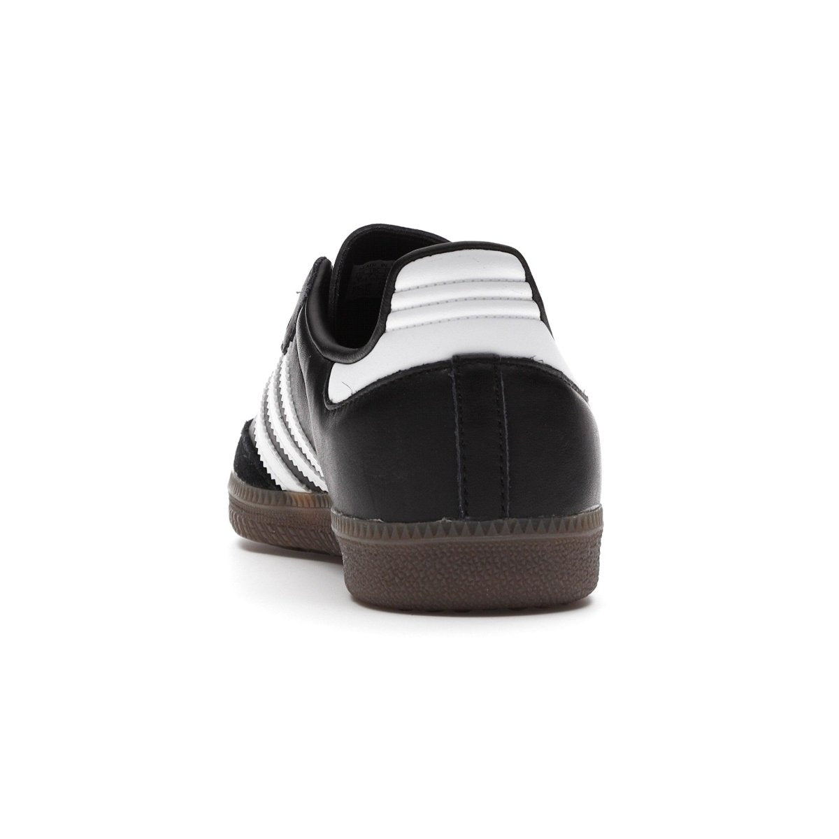 Adidas Samba OG Black White Gum sneaker from the back, showcasing the classic design and gum sole.