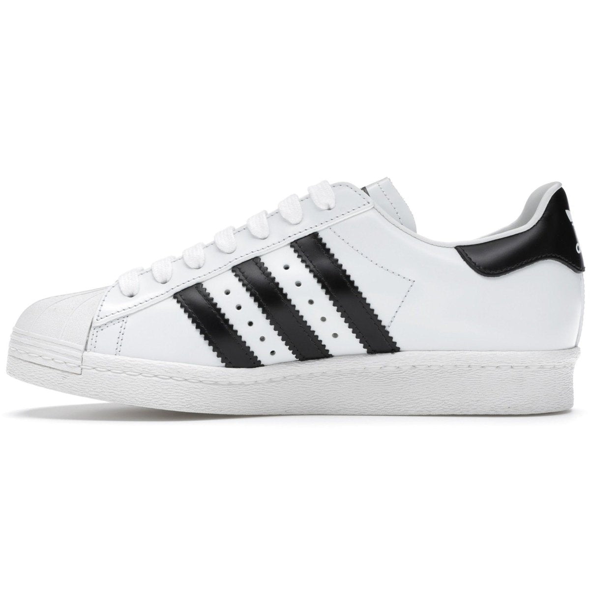 adidas Superstar Prada sneakers in white and black, featuring classic three stripes and luxury craftsmanship.
