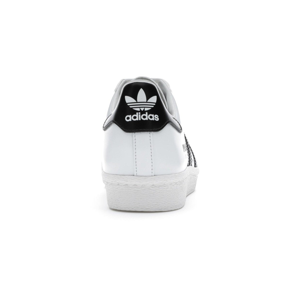 adidas Superstar Prada in white and black showcasing luxurious craftsmanship from behind