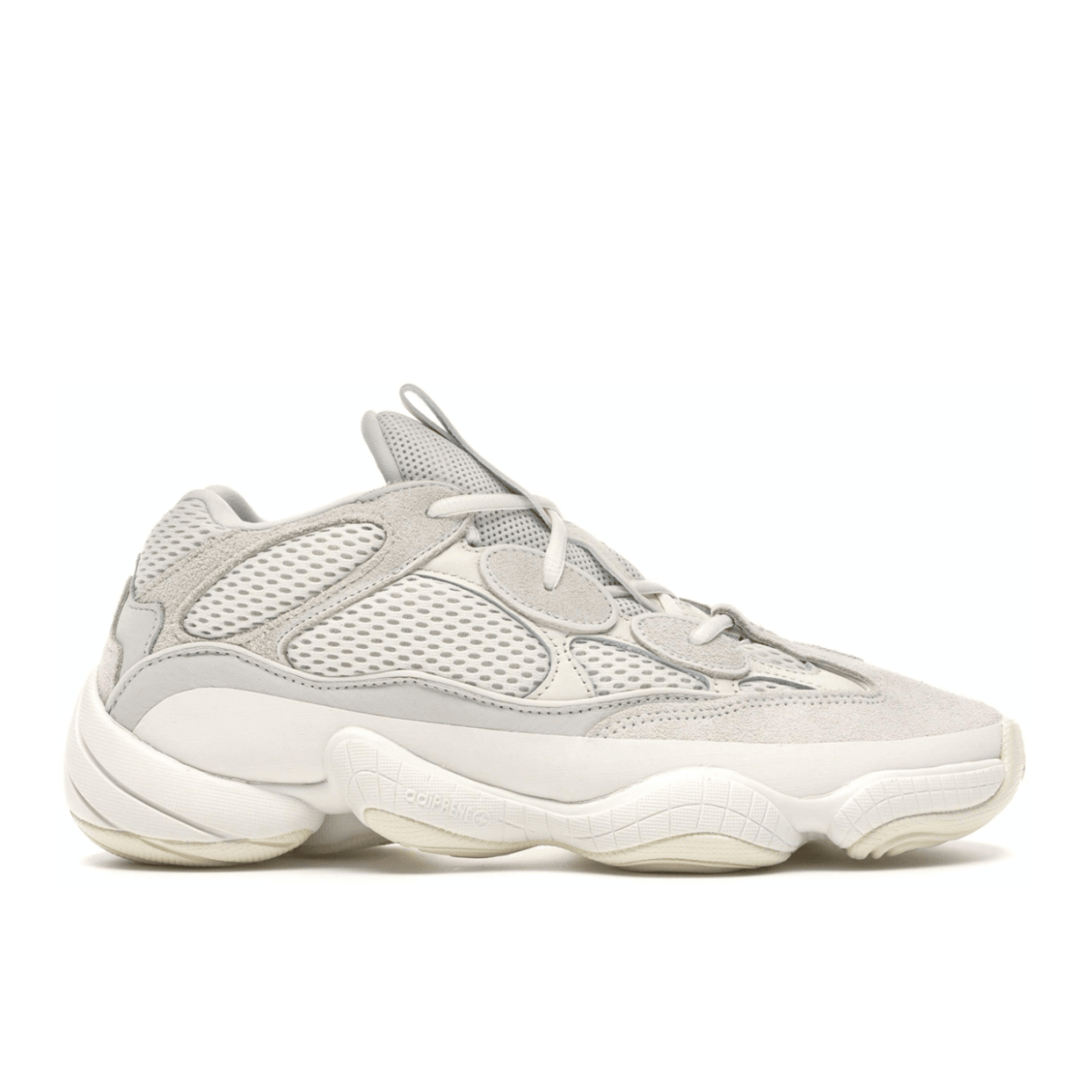 adidas Yeezy 500 Bone White sneaker featuring off-white suede and mesh, designed for comfort and style.