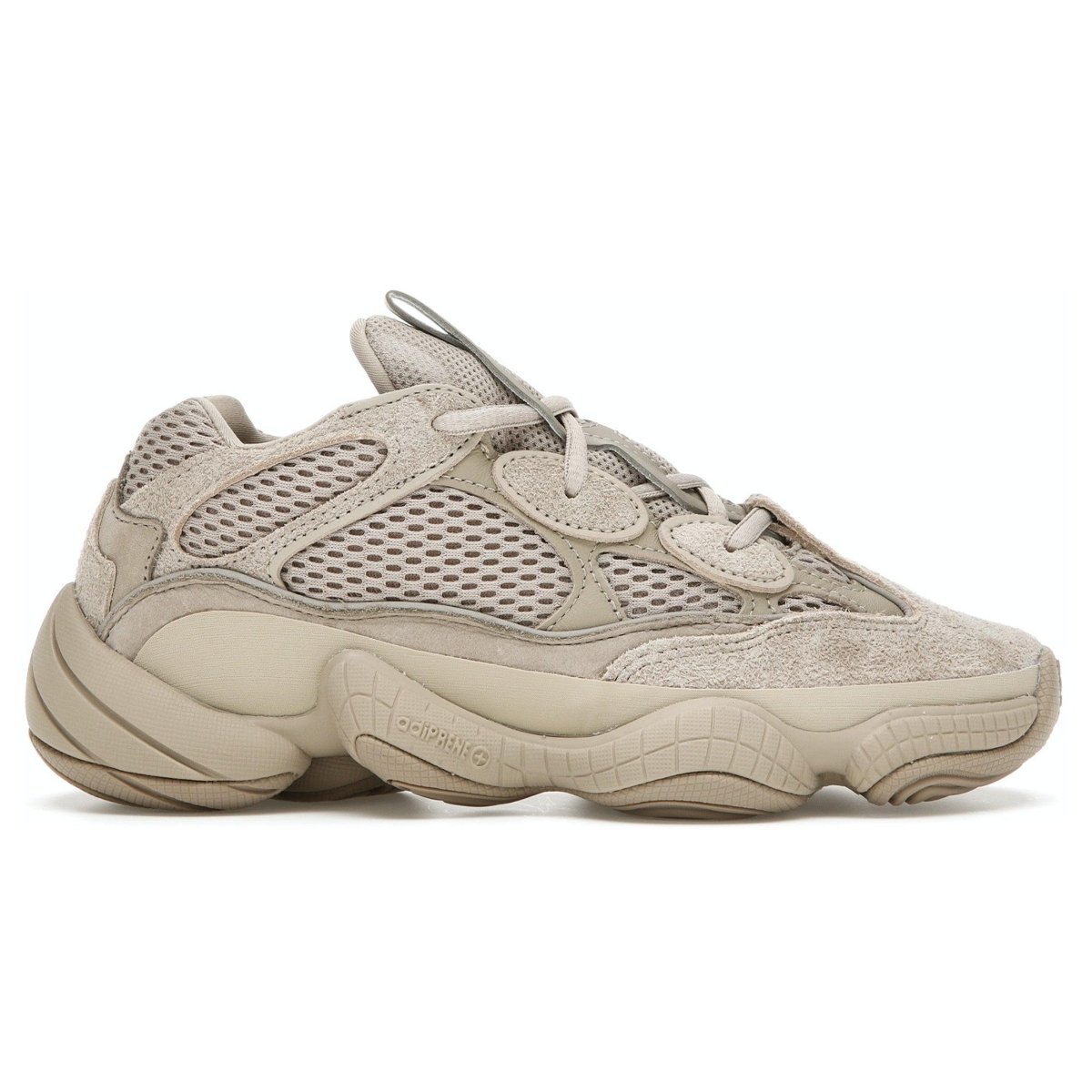 adidas Yeezy 500 Taupe Light sneaker featuring a beige mesh upper and suede overlays for optimal style and comfort.
