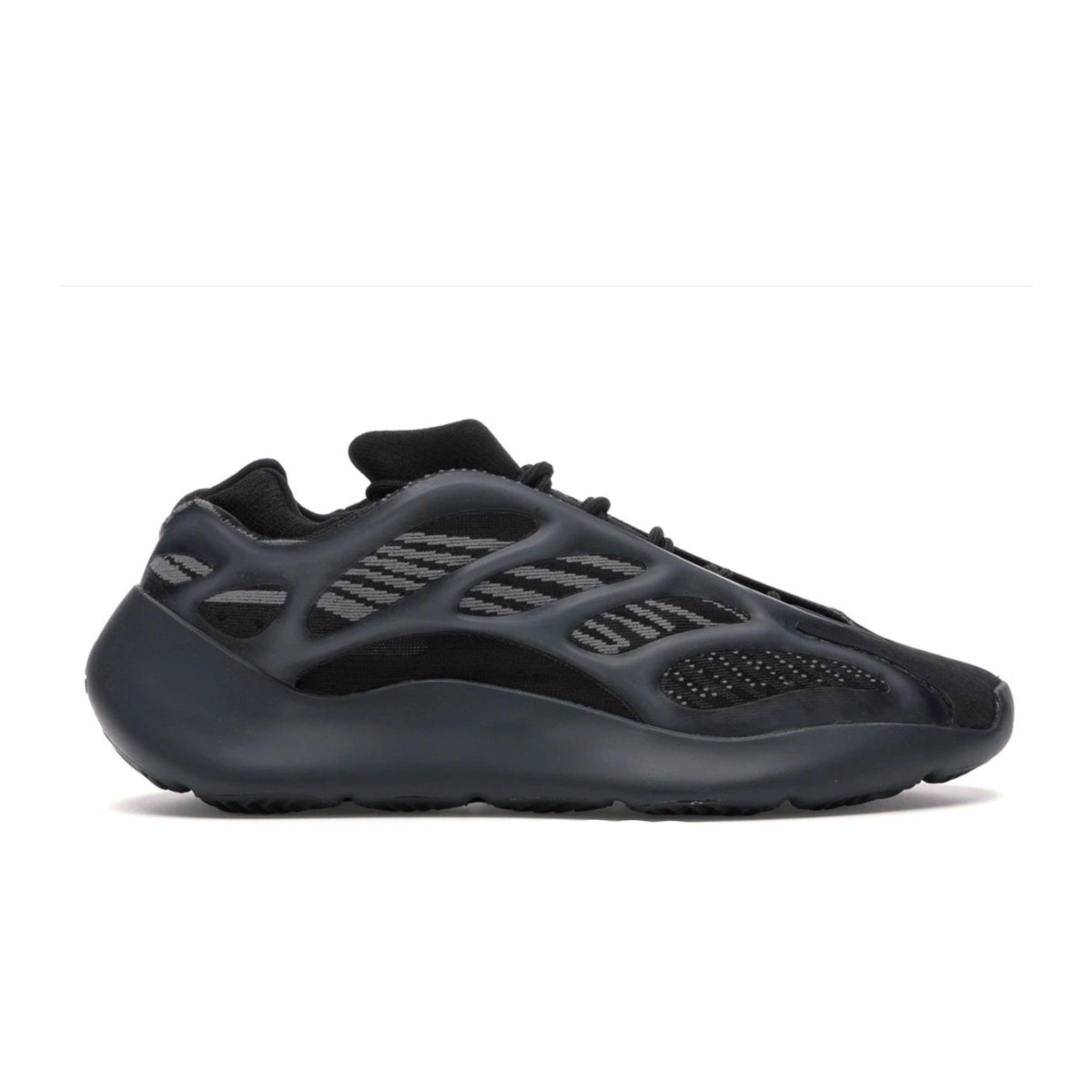 adidas Yeezy 700 V3 Alvah sneaker in black and gray, featuring a sculpted design with RPU overlays.