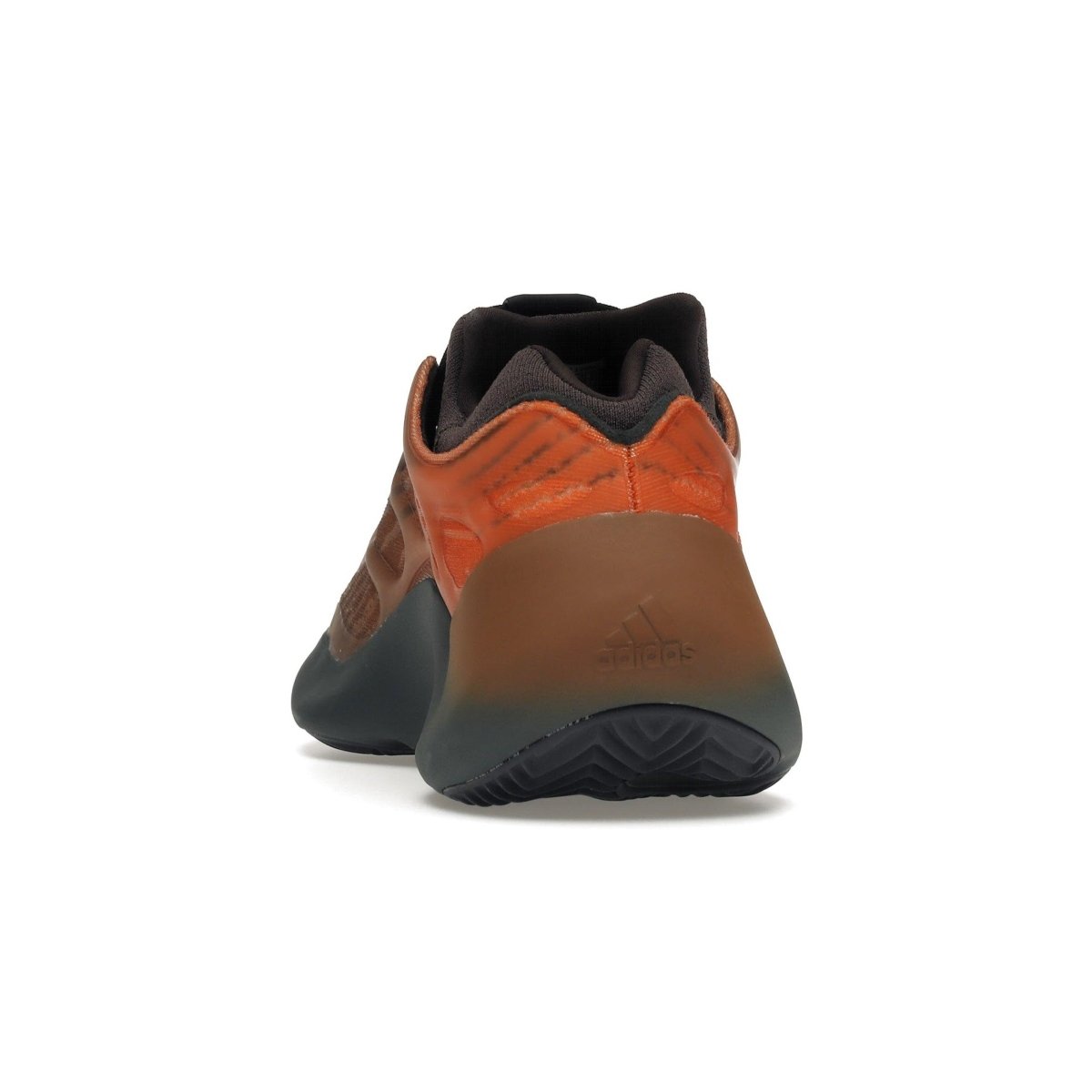 adidas Yeezy 700 V3 Copper Fade rear view showcasing orange and brown design.