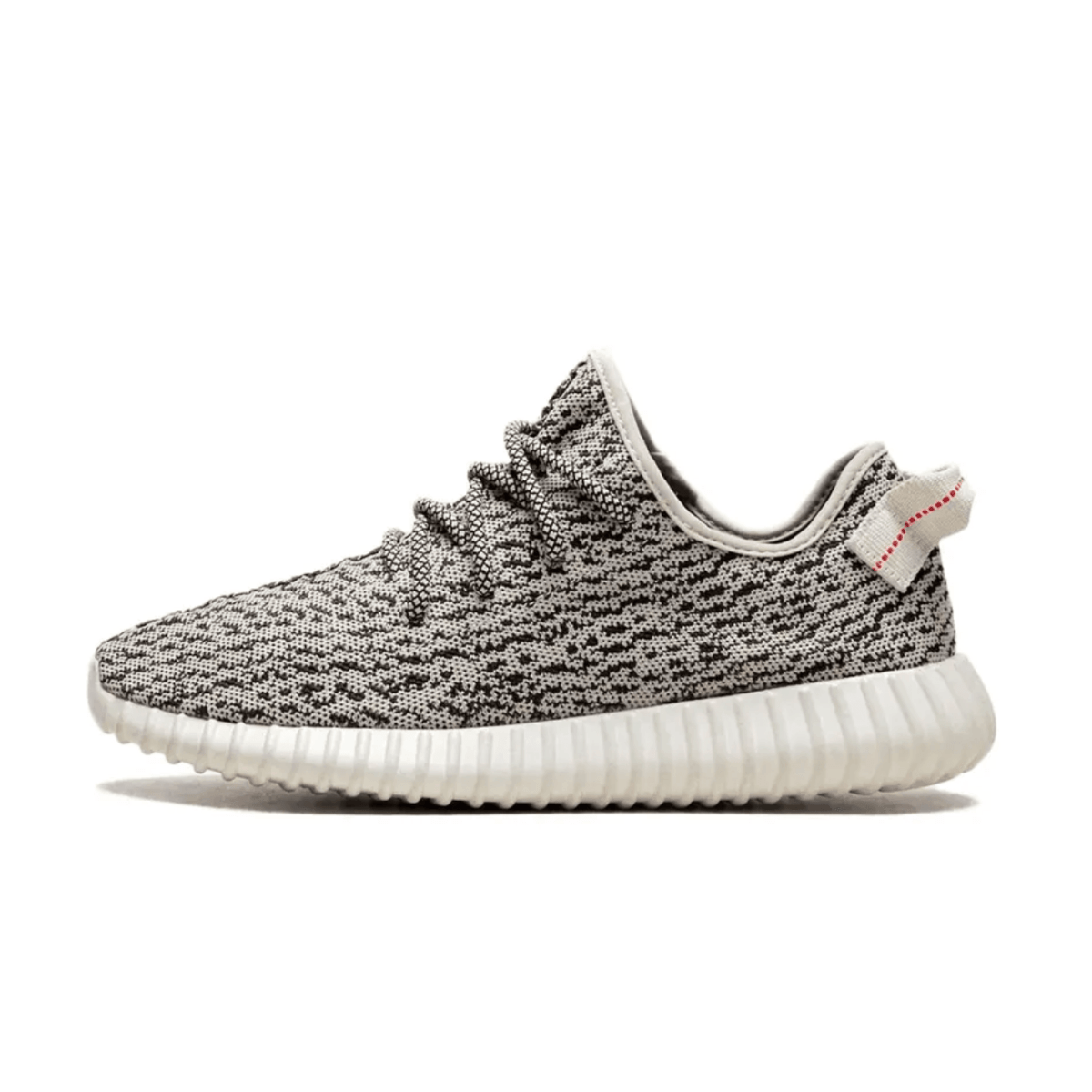 Adidas Yeezy Boost 350 Turtledove 2022 sneaker with Primeknit upper in black and white.