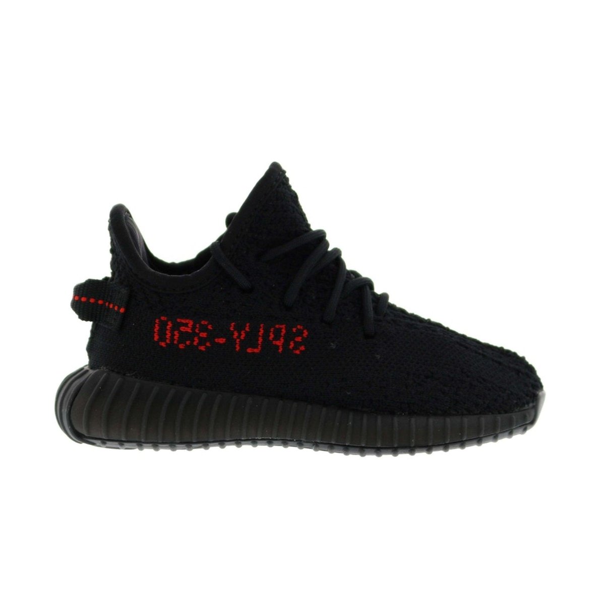 Adidas Yeezy Boost 350 V2 Black Red Infant sneaker with Primeknit upper and Boost sole.