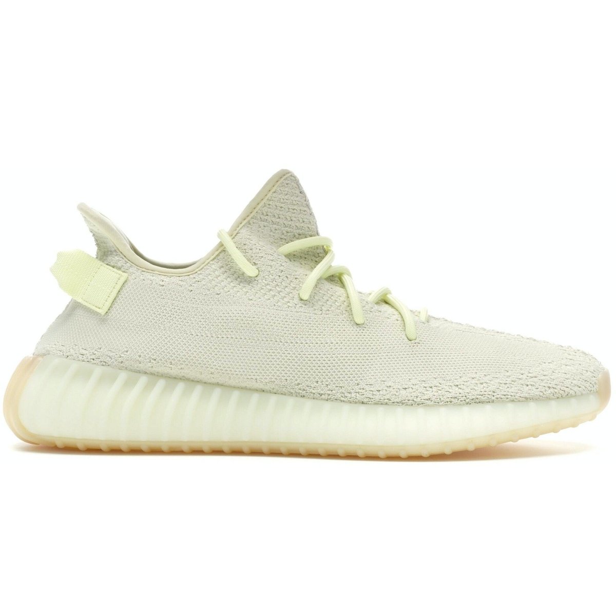 adidas Yeezy Boost 350 V2 Butter sneaker in tonal off-white color with signature rope laces and heel tab