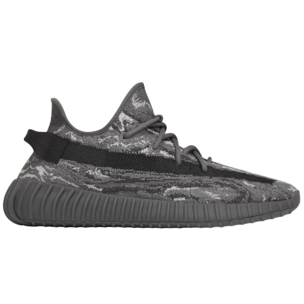 adidas Yeezy Boost 350 V2 MX Dark Salt side view showcasing the neutral tone colorway and Primeknit upper design.