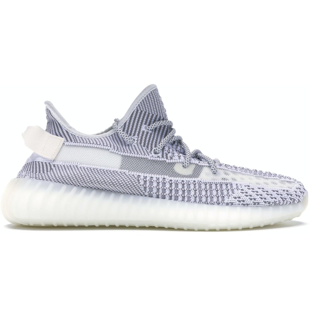 adidas Yeezy Boost 350 V2 Static Non-Reflective sneaker showcasing its industrial aesthetic and clear stripe design.