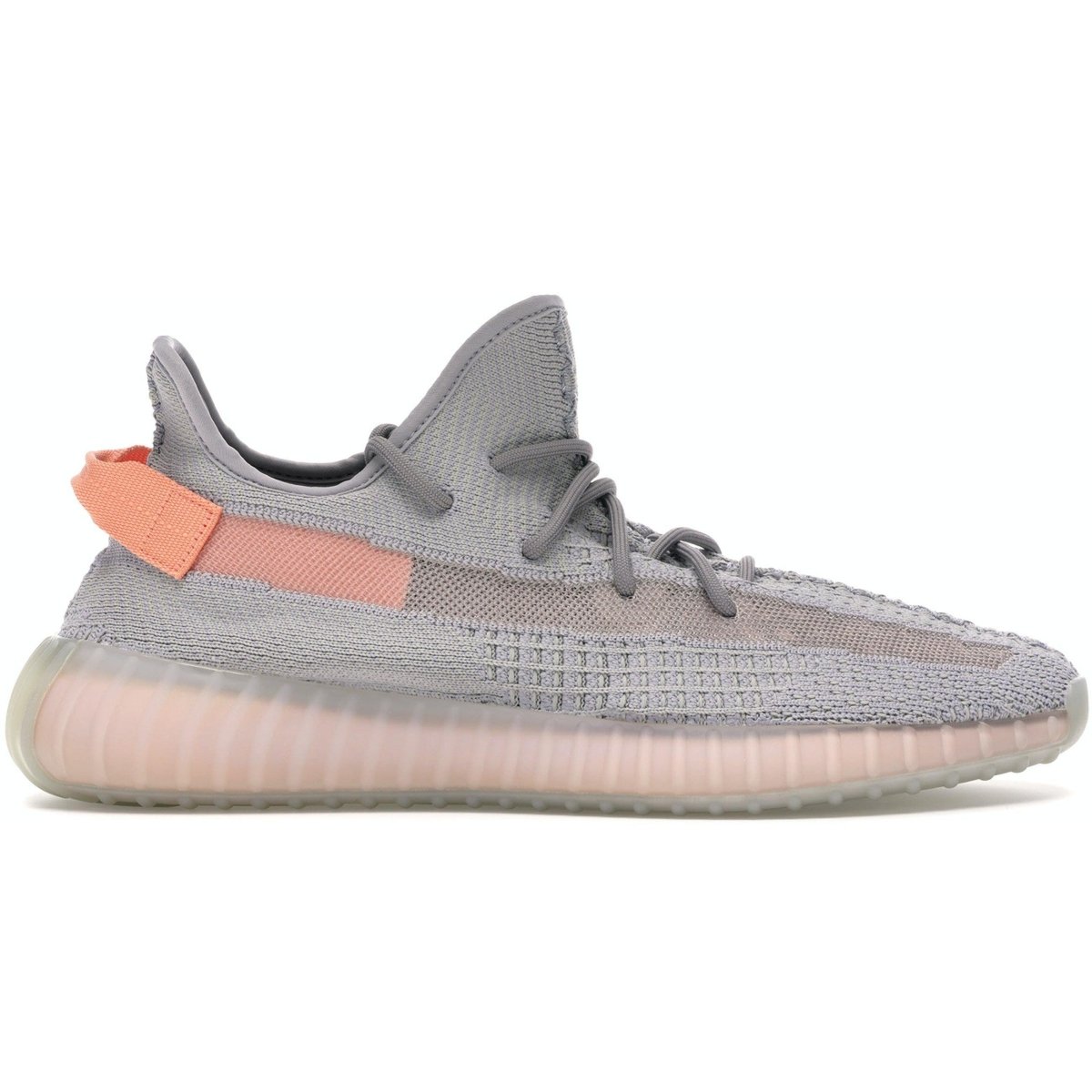adidas Yeezy Boost 350 V2 Trfrm in grey and orange with semi-transparent sole for superior comfort.