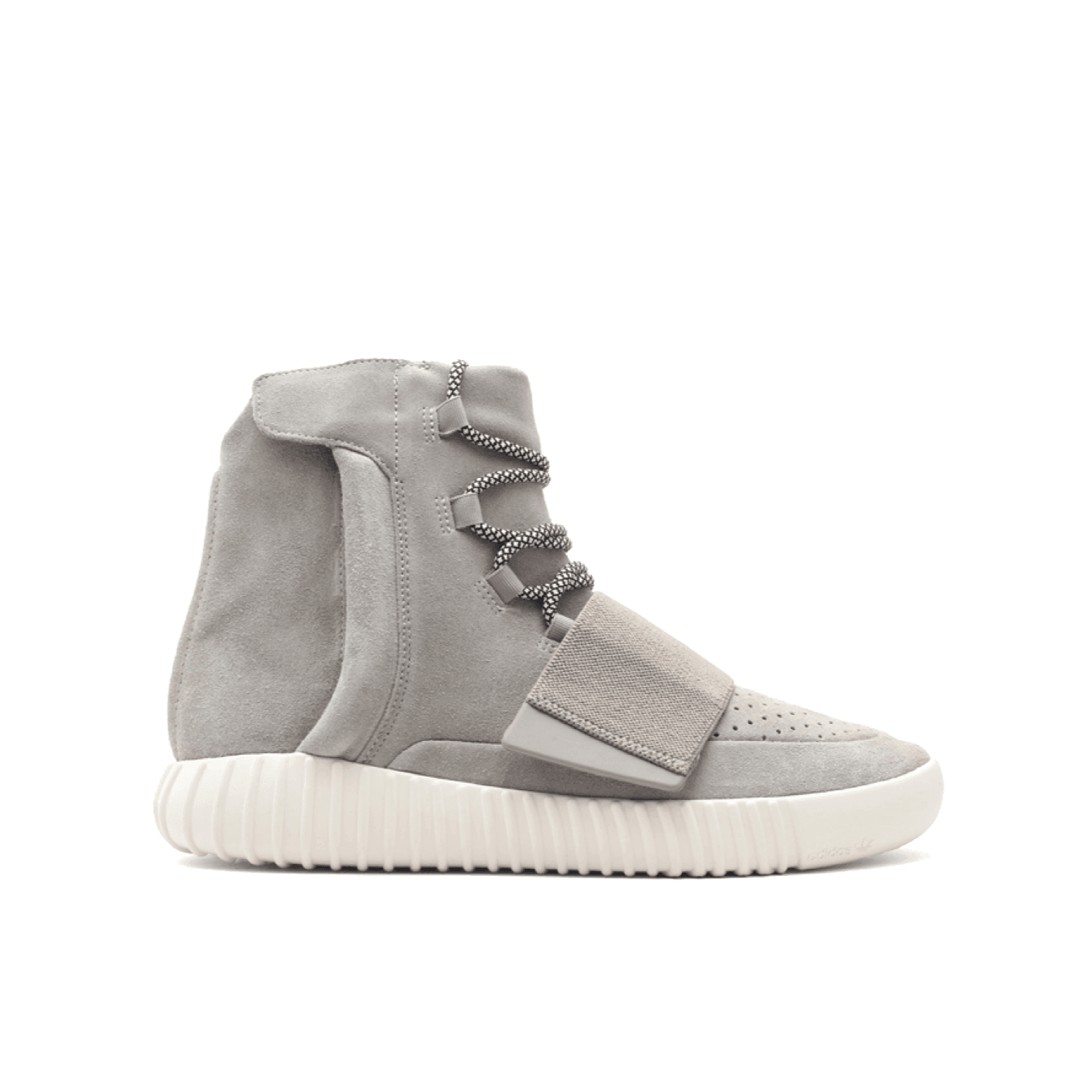 adidas Yeezy Boost 750 Light Brown OG sneaker featuring suede upper, velcro strap, and zippered side panel design.