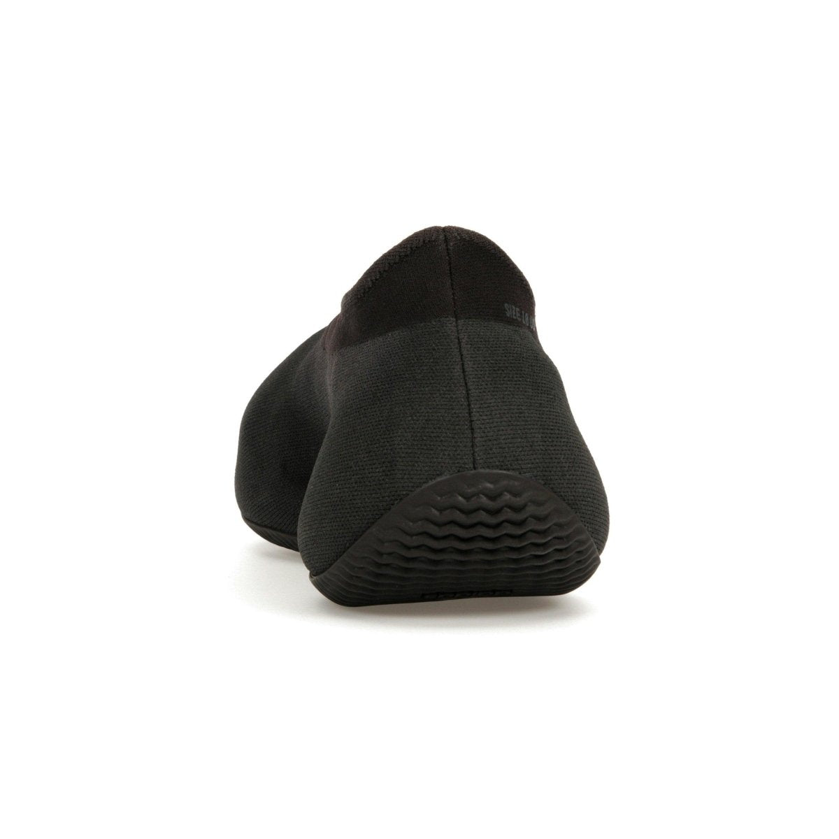 Back view of adidas Yeezy Knit RNR Fade Onyx in black, showcasing its sleek design and textured sole.