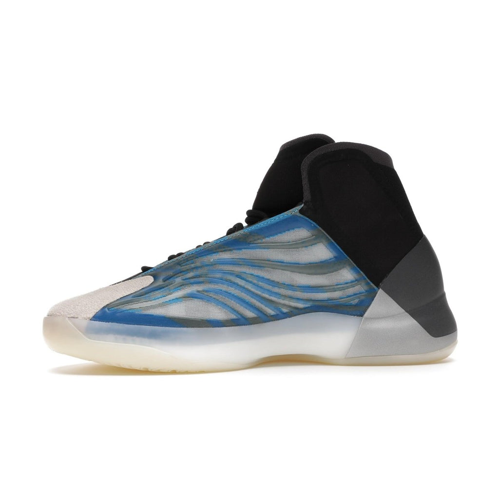 adidas Yeezy QNTM BSKTBL Frozen Blue sneaker with blue RPU cage and synthetic suede details
