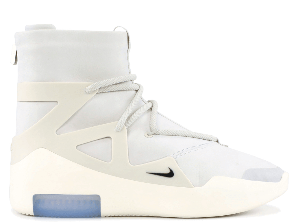 Nike Air Fear of God 1 Light Bone sneaker featuring a unique design and luxury streetwear style.