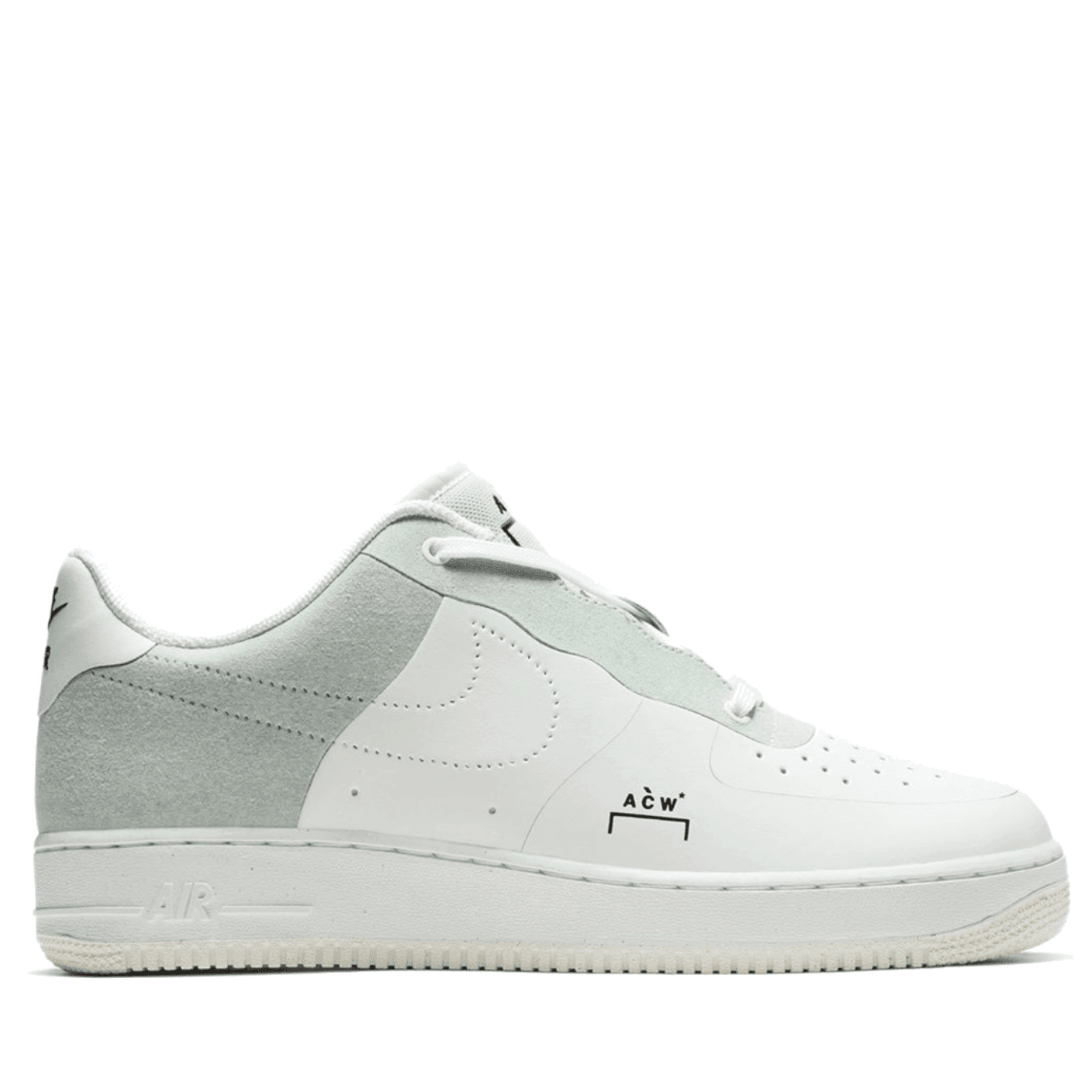 Nike Air Force 1 Low A Cold Wall White with Flyleather and nubuck panels, featuring ACW branding.