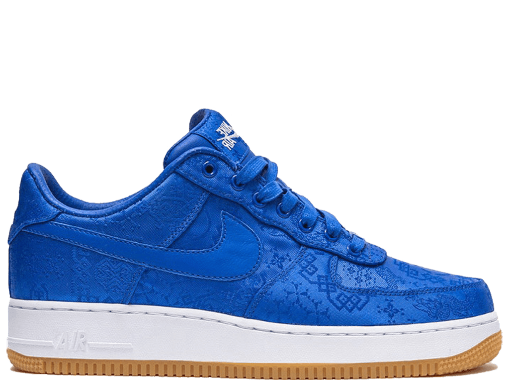 Air Force 1 Low Clot Blue Silk sneaker featuring textured blue design and gum sole.