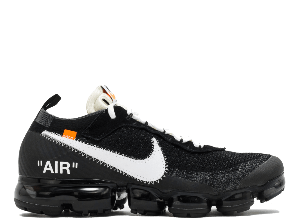 Nike Air Vapormax Off-White in black with translucent sole and minimalist design elements.