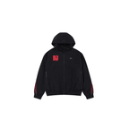 Black and red NPT Baby Gang zip track top jacket with hood and logo, stylish sportswear for trendy kids.