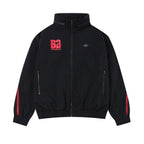 Black and red NPT Baby Gang zip track top jacket, featuring logo and stylish design.