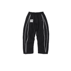 Black and white NPT Baby Gang zip track pants featuring logo and stylish design for active kids.