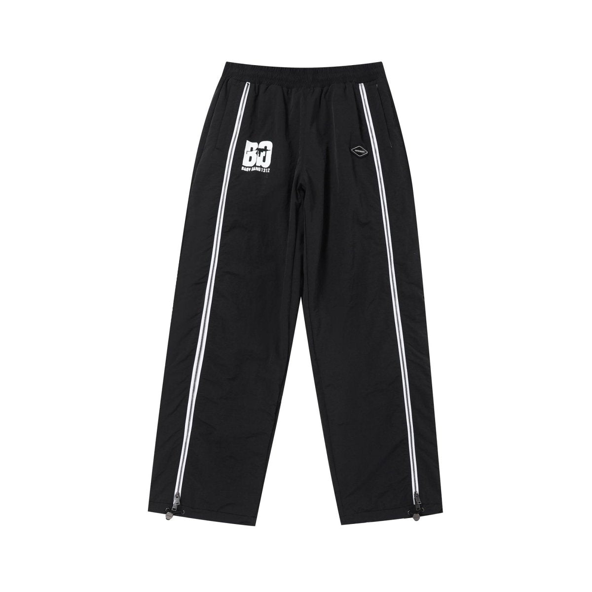 Black/White NPT Baby Gang Zip Track Pants for stylish infants, featuring a comfortable fit and trendy design.